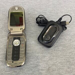 Motorola V197 Flip Phone Silver Vintage Cellular Mobile